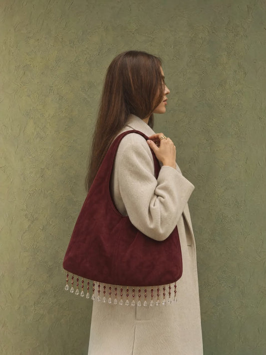 The Eloria Bag - Burgundy Suede